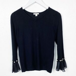 Cato Size XS Quarter Sleeve Pearl Detail Blouse